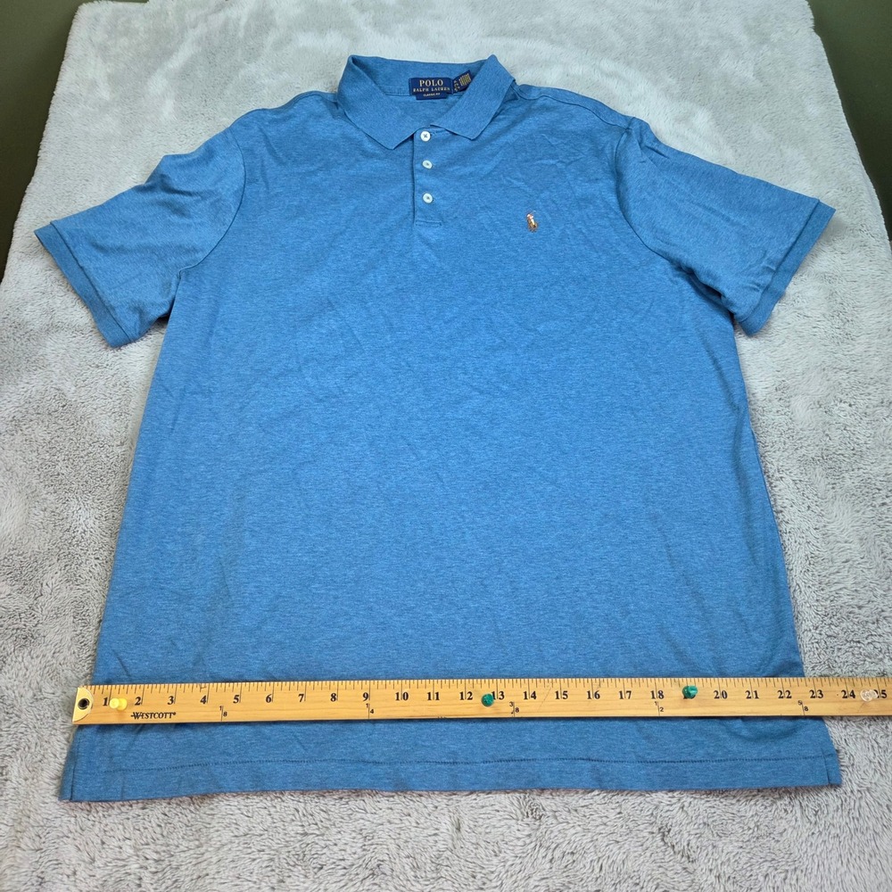 Polo Ralph Lauren Polo Shirt Mens XL Classic Fit Flesh Pony Heather Blue S/S